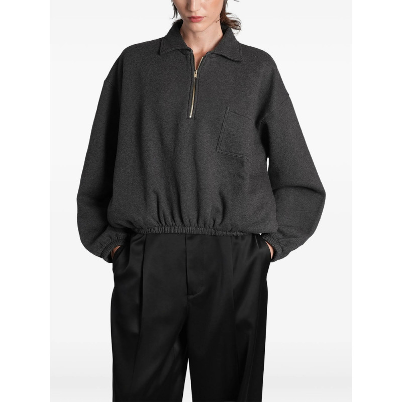 Darkpark Alva Quarter-zip Elasticated-hem Cropped Sweatshirt