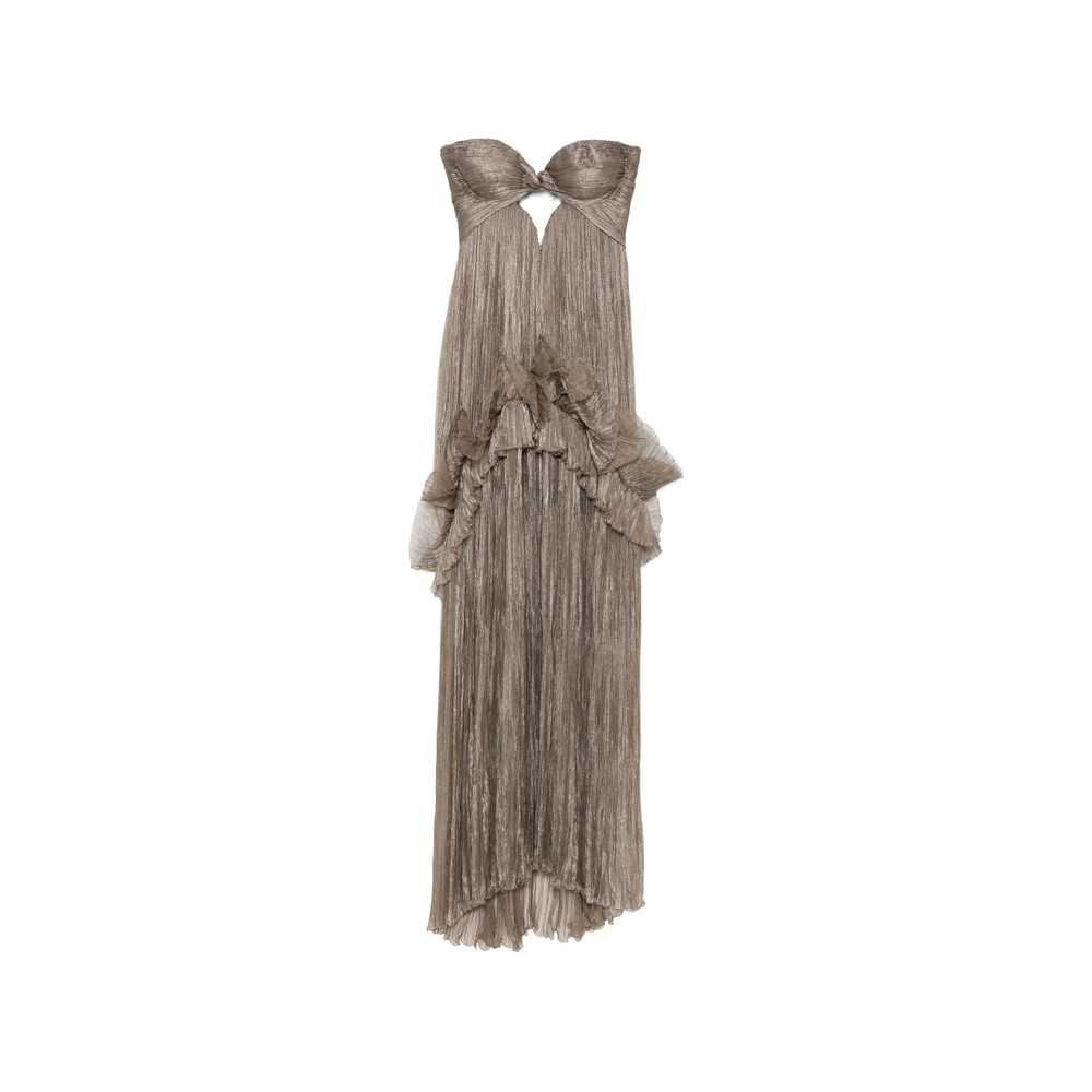 Maria Lucia Hohan Yumi Pleated Ruffled Maxi Dress