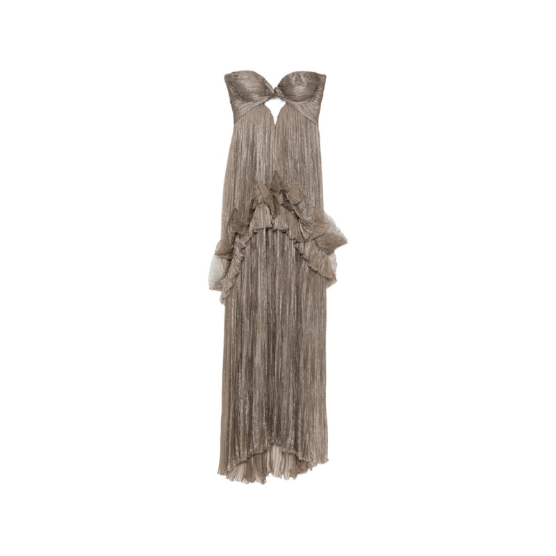 Maria Lucia Hohan Yumi Pleated Ruffled Maxi Dress