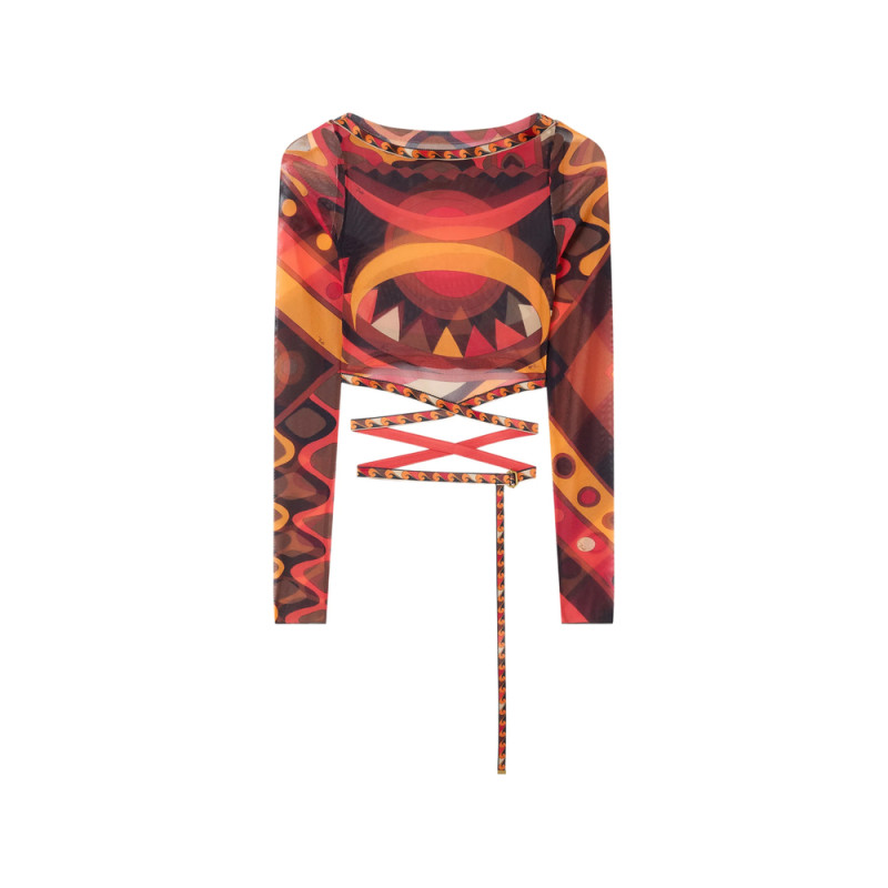 Pucci Vivara Print Tulle Crop Top