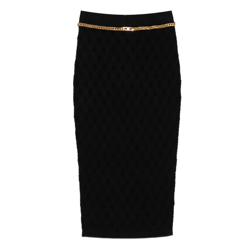 Elisabetta Franchi Chain-embellished Geometric Midi Skirt