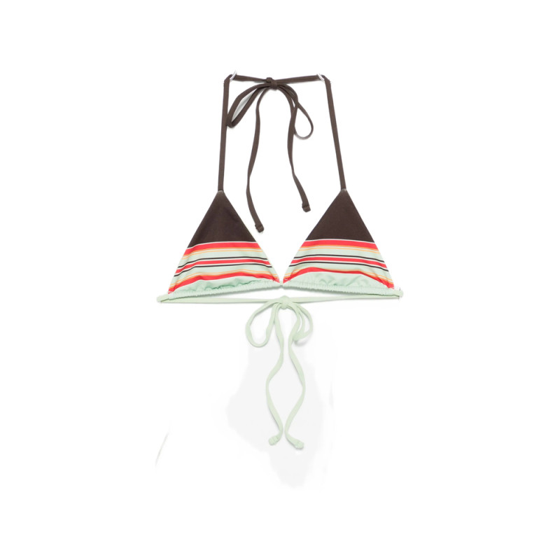Frankies Bikinis Nick Striped Triangle Bikini Top