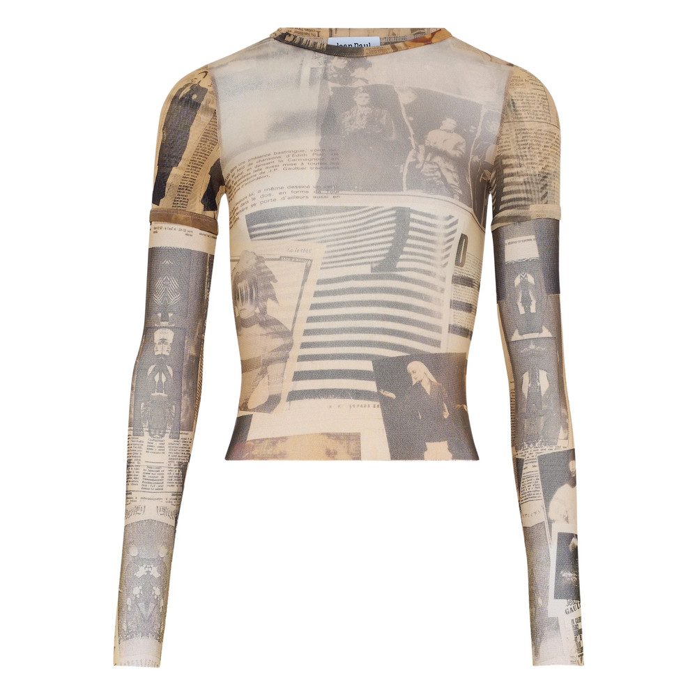 Jean Paul Gaultier Double-sleeves Journal-print Top