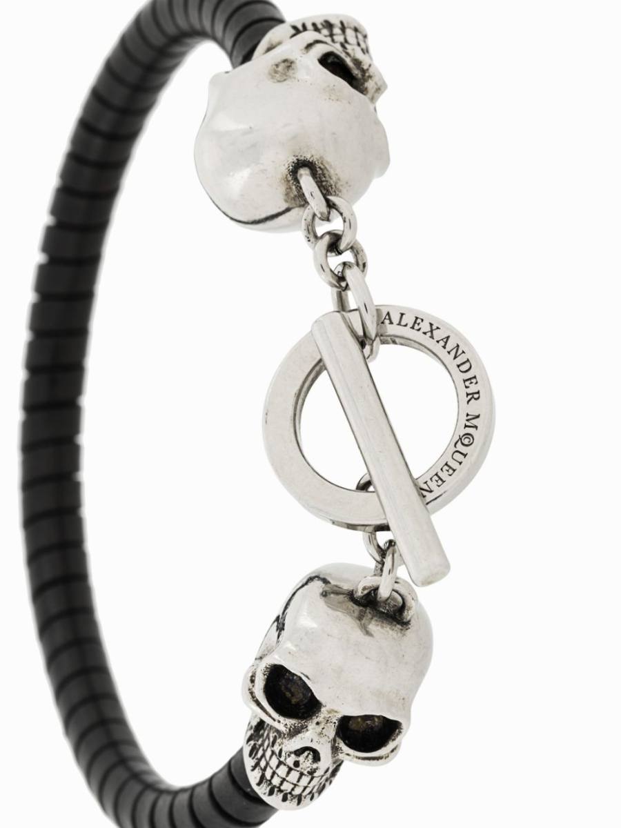 skull-motif leather bracelet