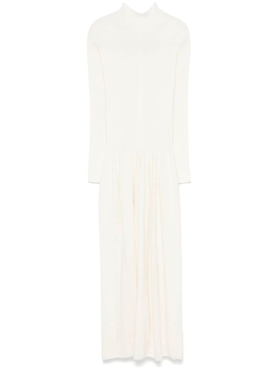 long-sleeve silk midi dress