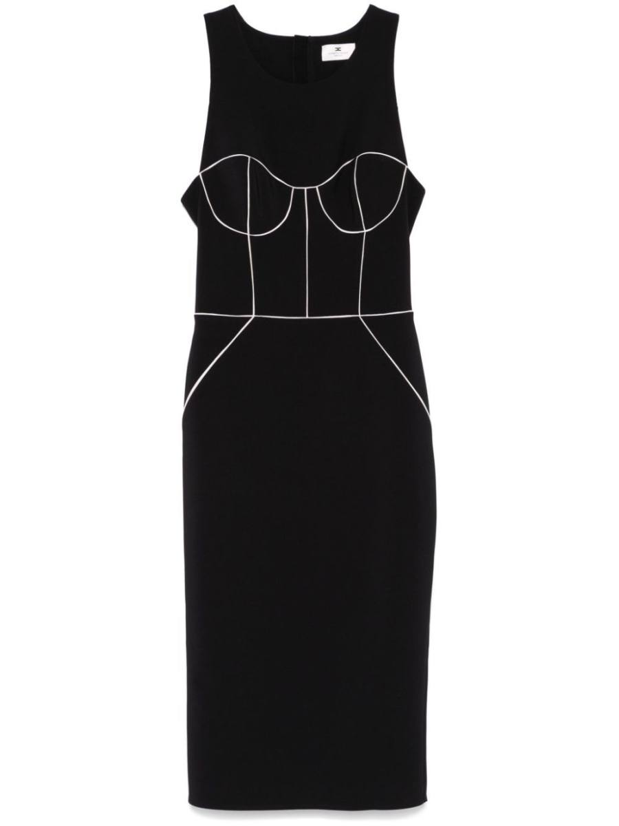 contrasting-piping midi dress