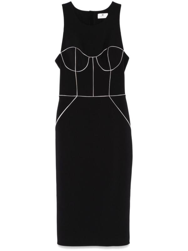 contrasting-piping midi dress