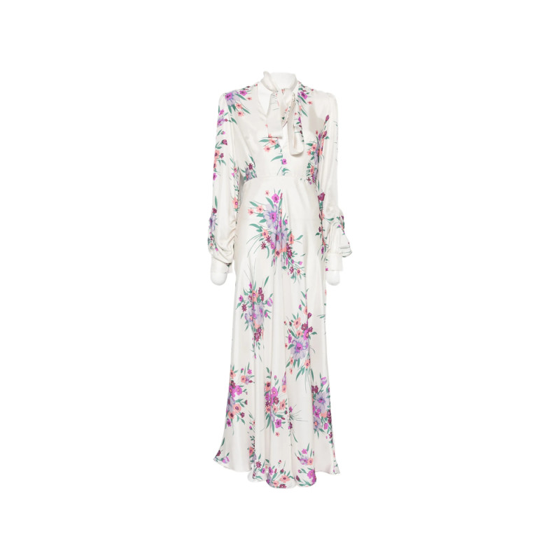 Raquel Diniz Valerie Floral-print Tie-neck Maxi Dress