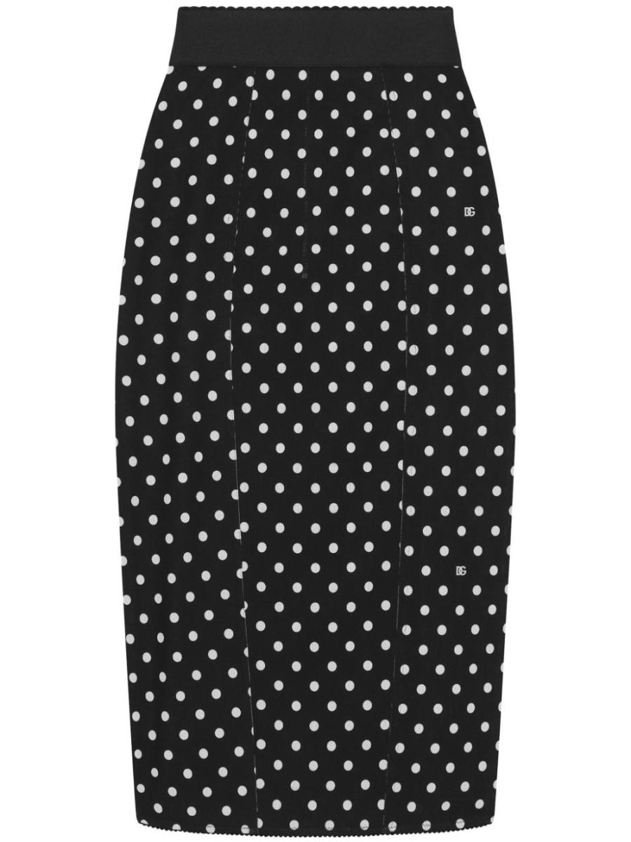 polka-dot print pencil skirt