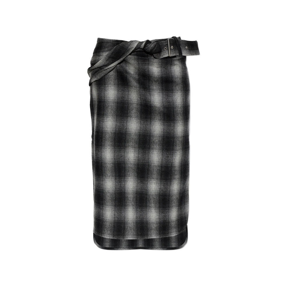 Iro Nylane Check Belted Midi Skirt