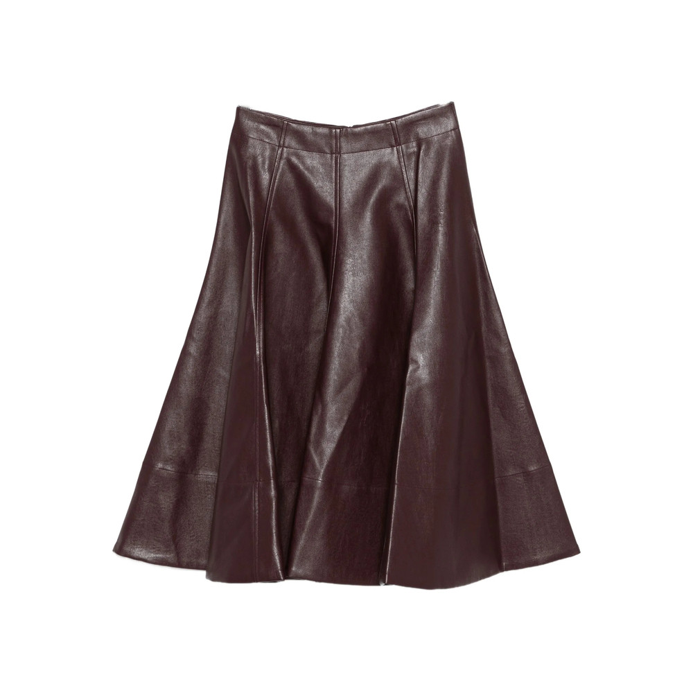 Thelaurent Pleated Leather Midi Skirt