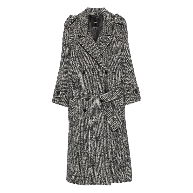 Pinko Herringbone-pattern Belted Coat