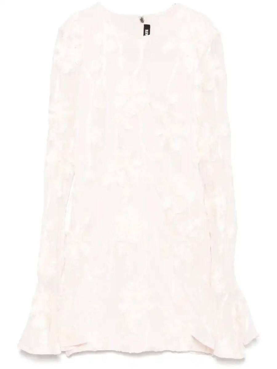 floral-mesh mini dress
