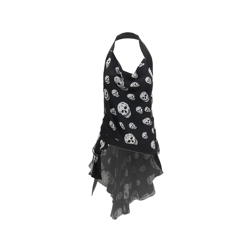 Alexander Mcqueen Skull-print Halterneck Blouse