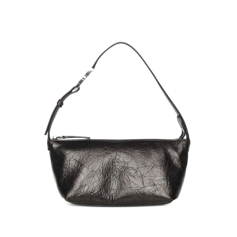 Fendi Vanity Pouch Small Crackled Black Leather Bag