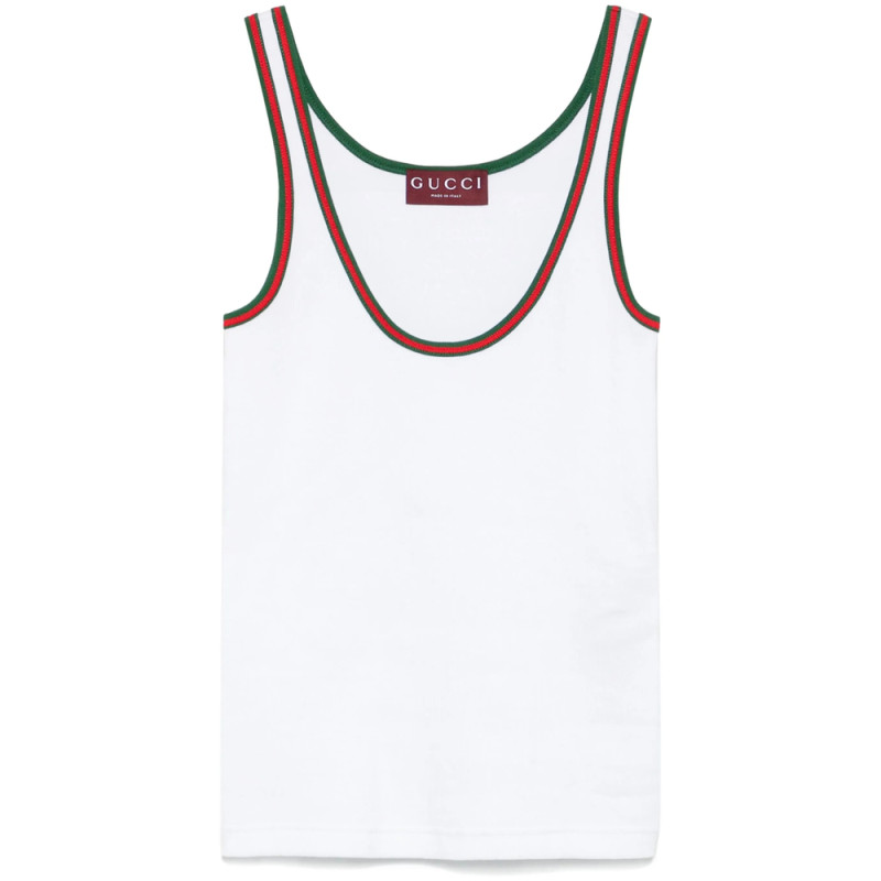 Gucci Web-Stripe Ribbed Tank Top