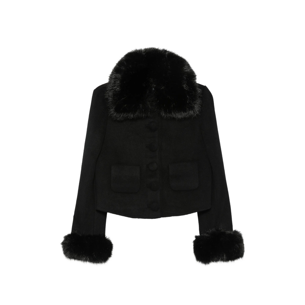 Self-portrait Faux-fur Trim Button-up Jacket