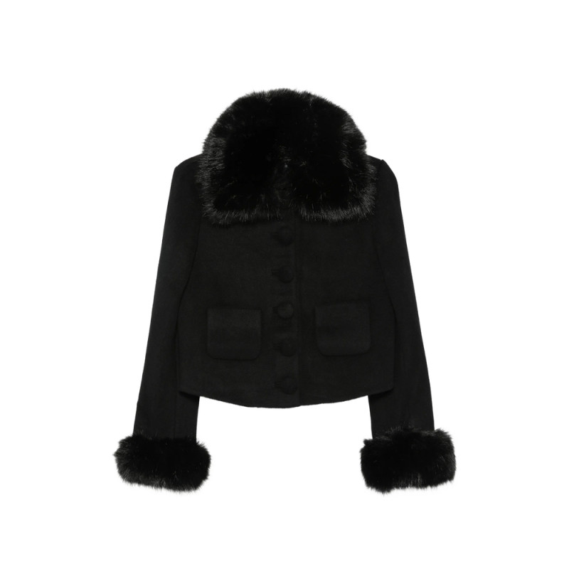 Self-portrait Faux-fur Trim Button-up Jacket