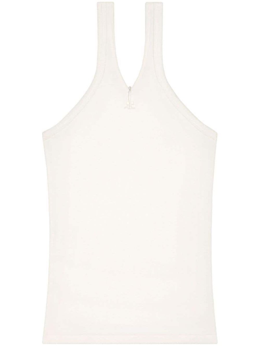 logo-embroidered ribbed tank top