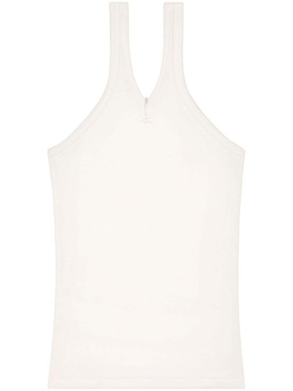 logo-embroidered ribbed tank top