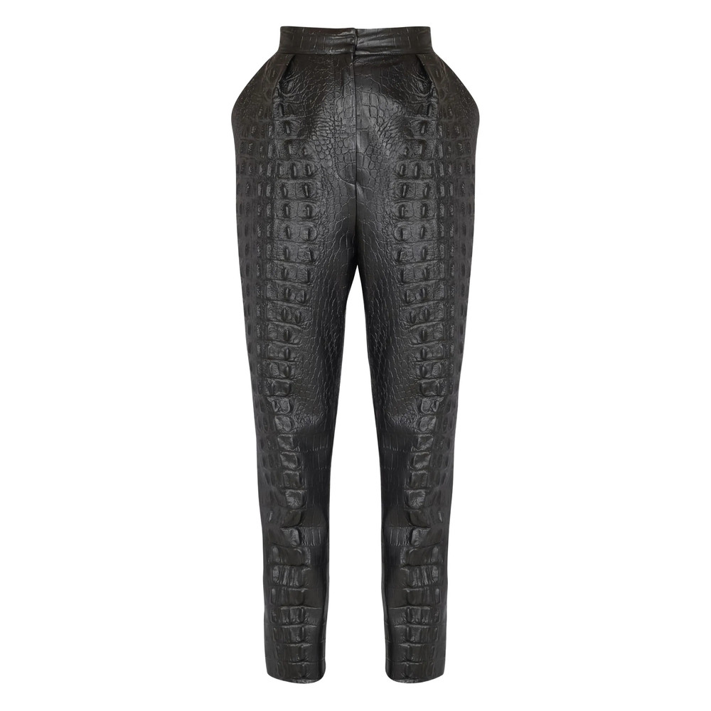 Balmain Crocodile-effect Embossed High-waisted Trousers