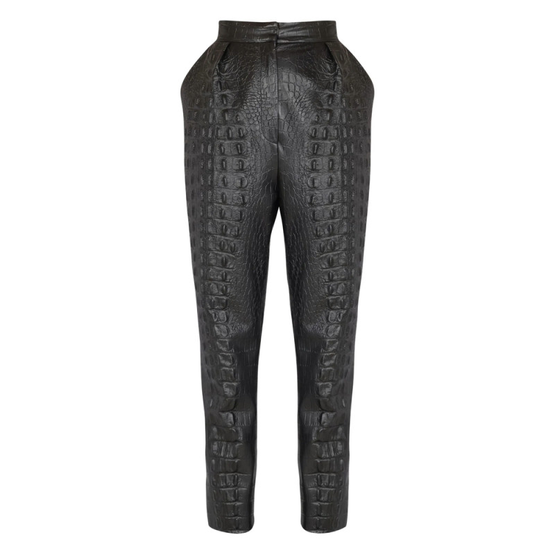Balmain Crocodile-effect Embossed High-waisted Trousers