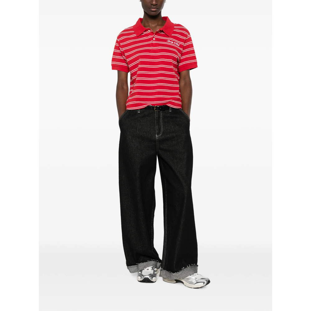 Sporty & Rich Striped Logo-embroidered Cotton Polo Shirt