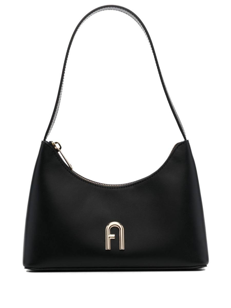 logo-plaque leather shoulder bag