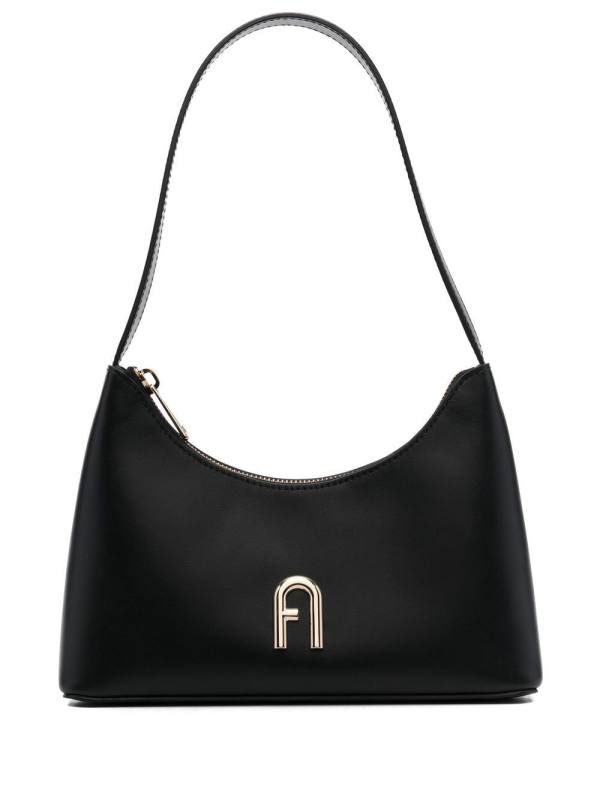 logo-plaque leather shoulder bag