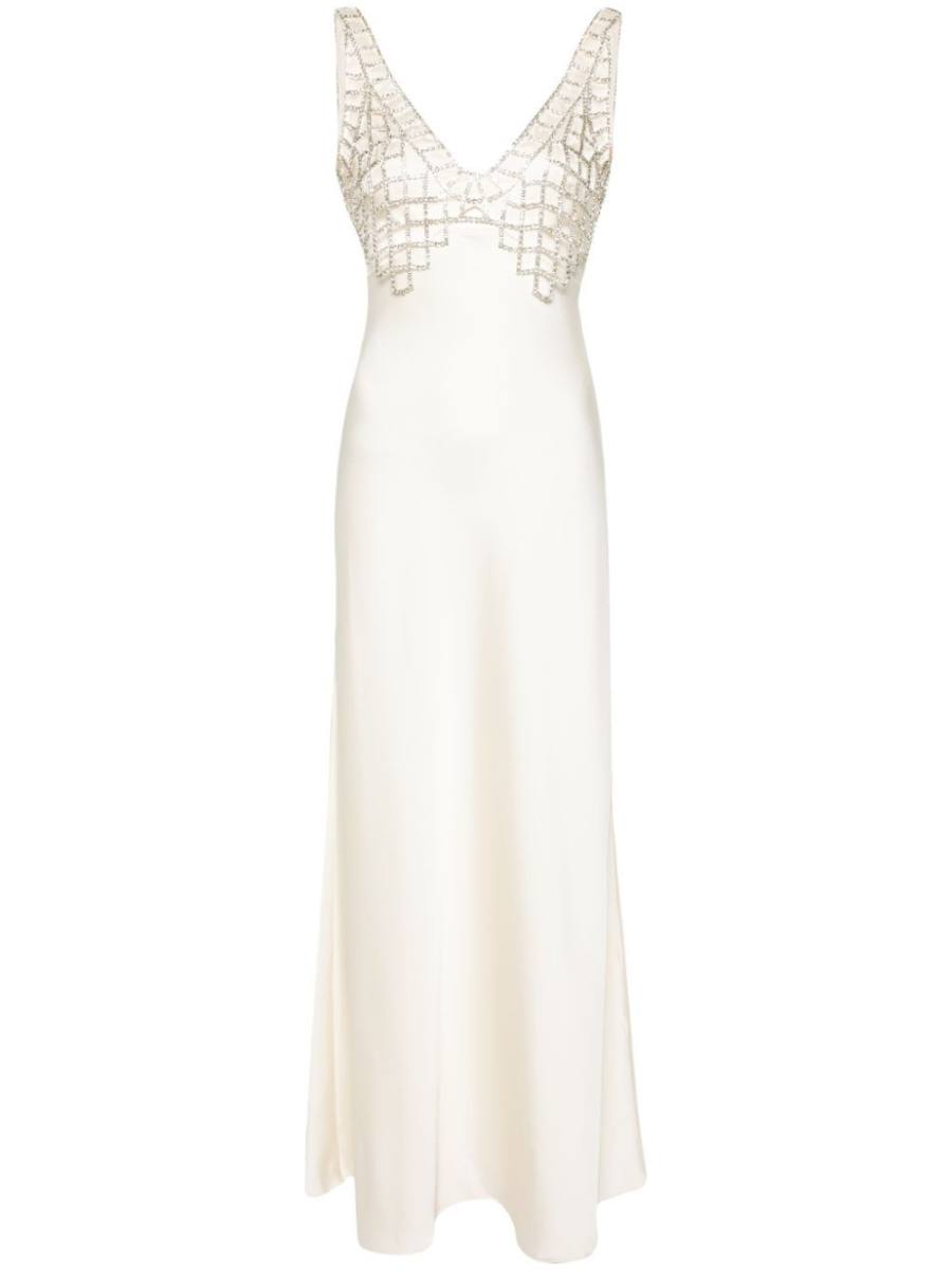 crystal-embellished satin maxi dress