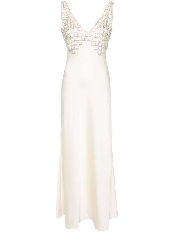 crystal-embellished satin maxi dress