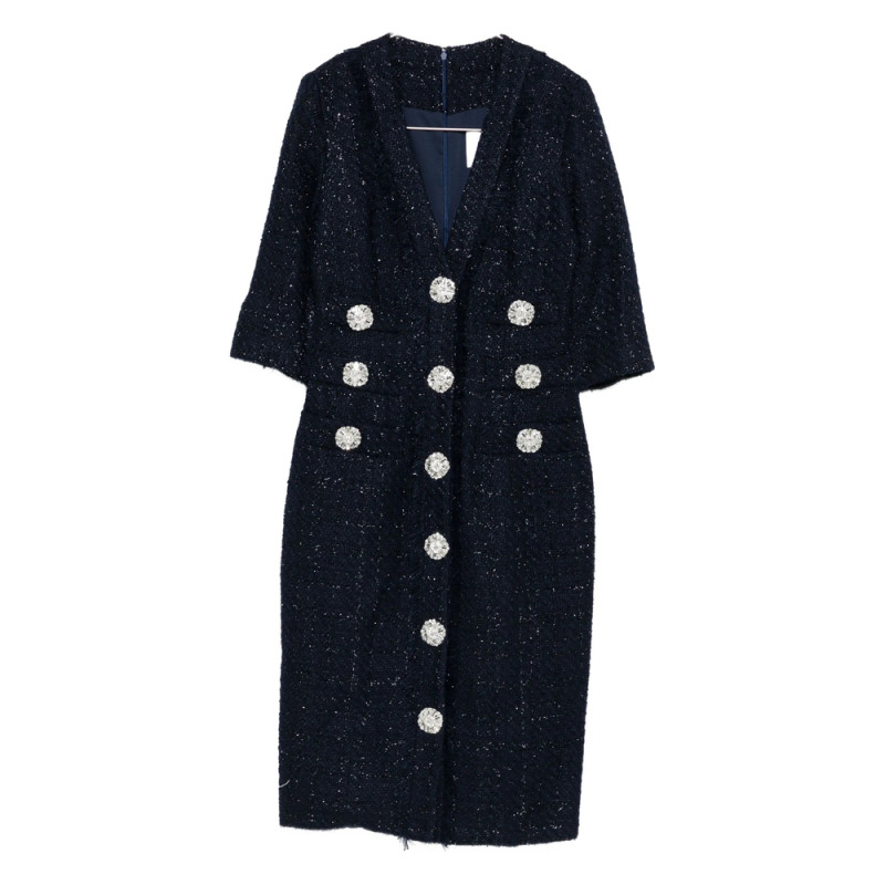 Costarellos Embellished Buttoned Dress