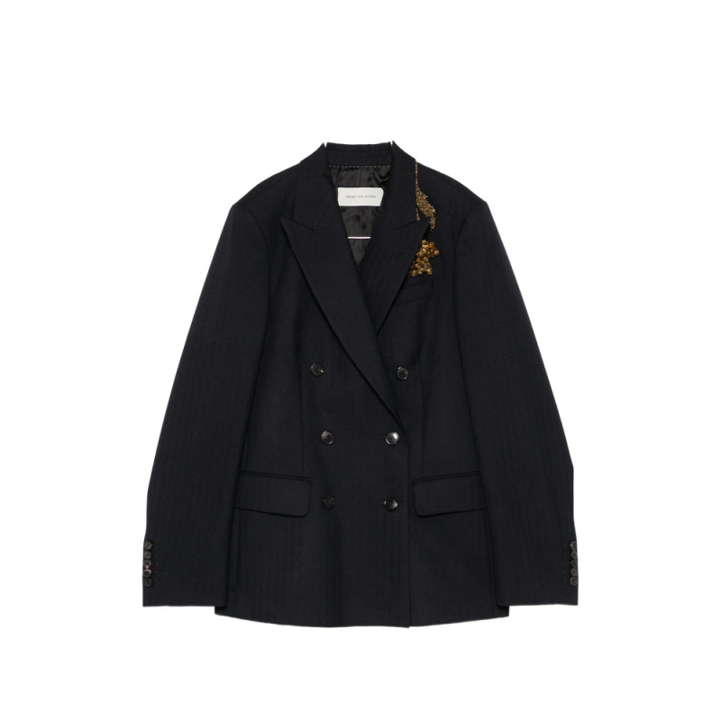 Dries Van Noten Sequin-embellished Herringbone-pattern Blazer