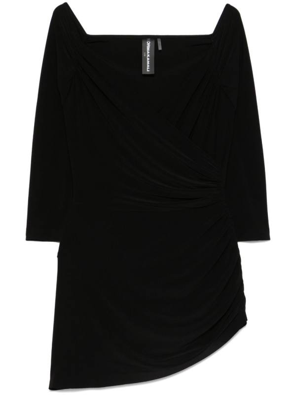 draped off-shoulder mini dress