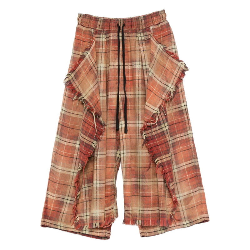 R13 Frayed Plaid Trousers