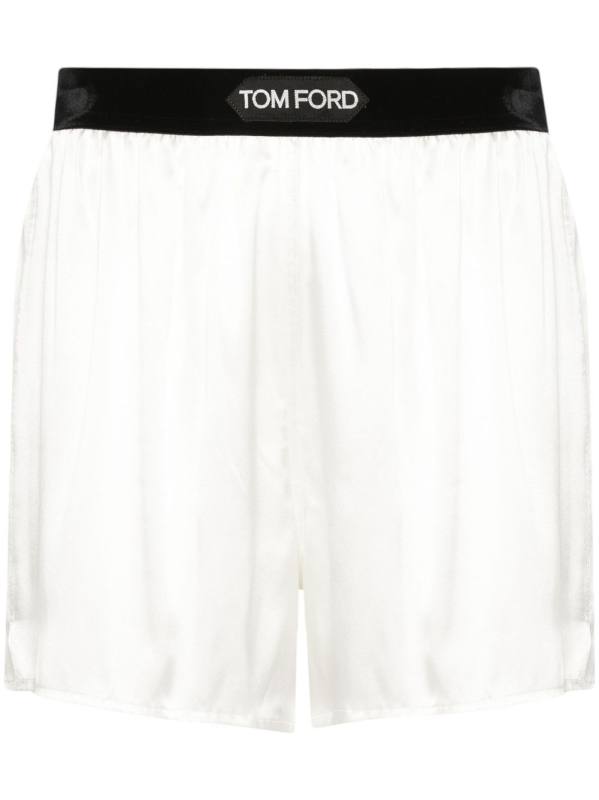 logo-waistband satin shorts