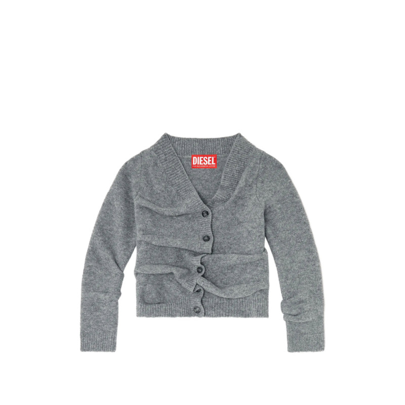 Diesel Cropped Cardigan In Wrinkled Boiled Knit