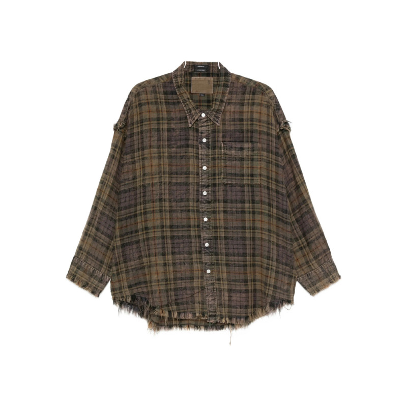 R13 Shredded-seam Plaid Shirt