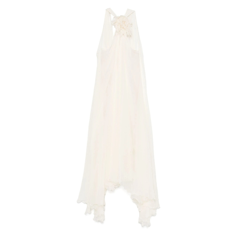 Blumarine Floral-appliqué Silk Maxi Dress