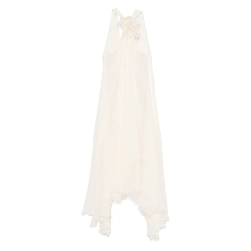 Blumarine Floral-appliqué Silk Maxi Dress