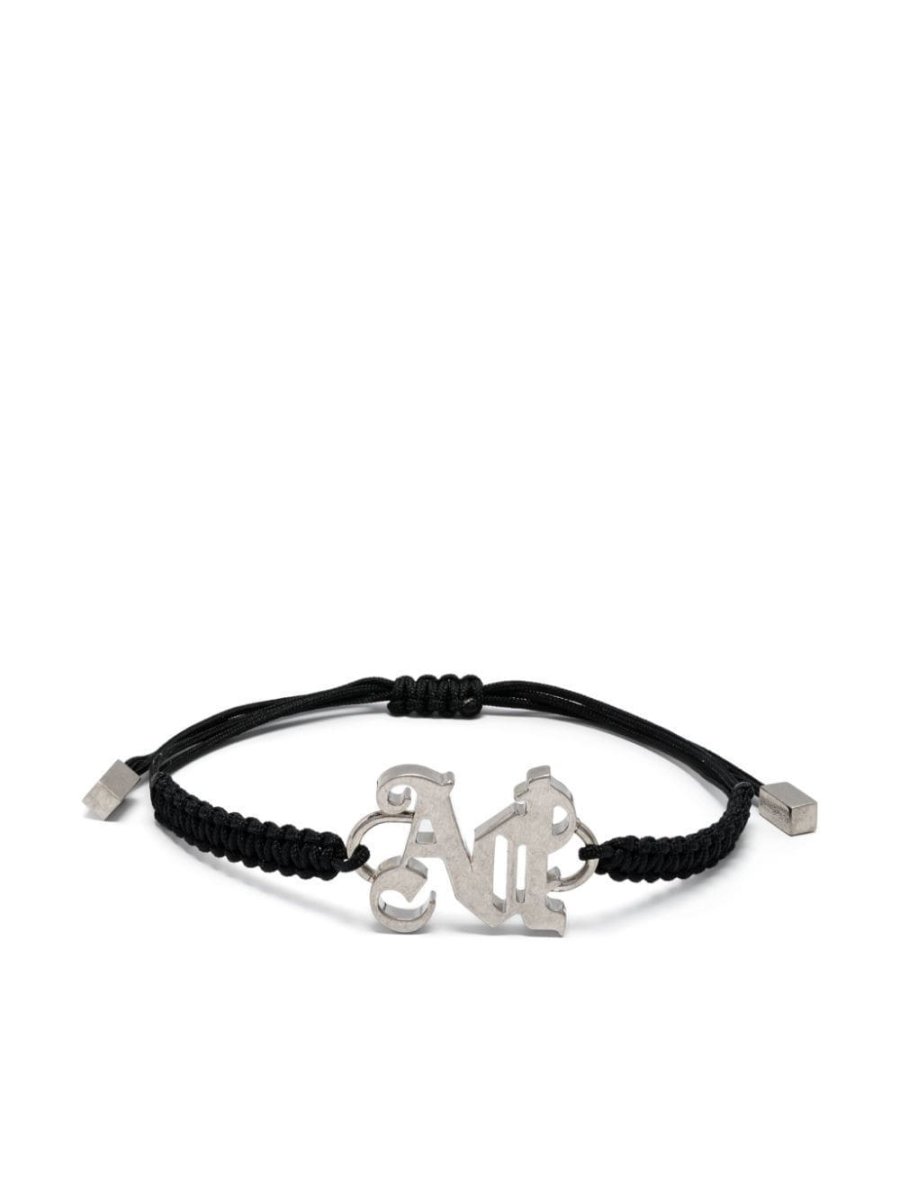 logo-plaque cord bracelet