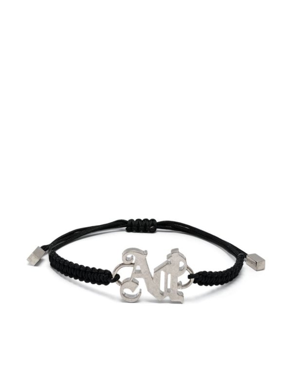 logo-plaque cord bracelet