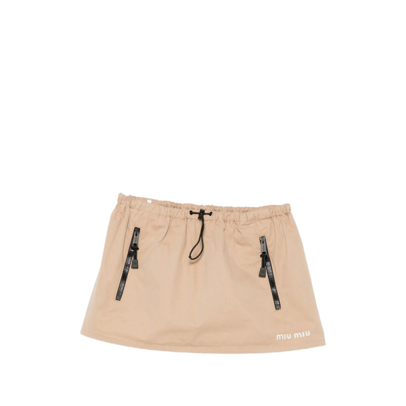 Miu Miu Drawstring-waist Logo-print Skirt