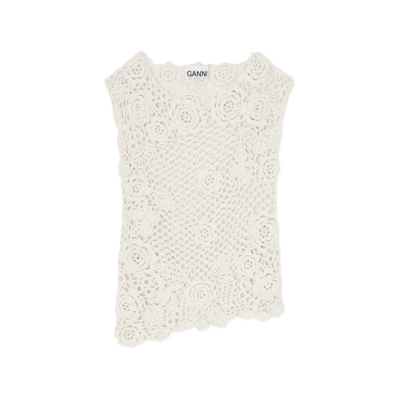 Ganni Floral Crochet Top