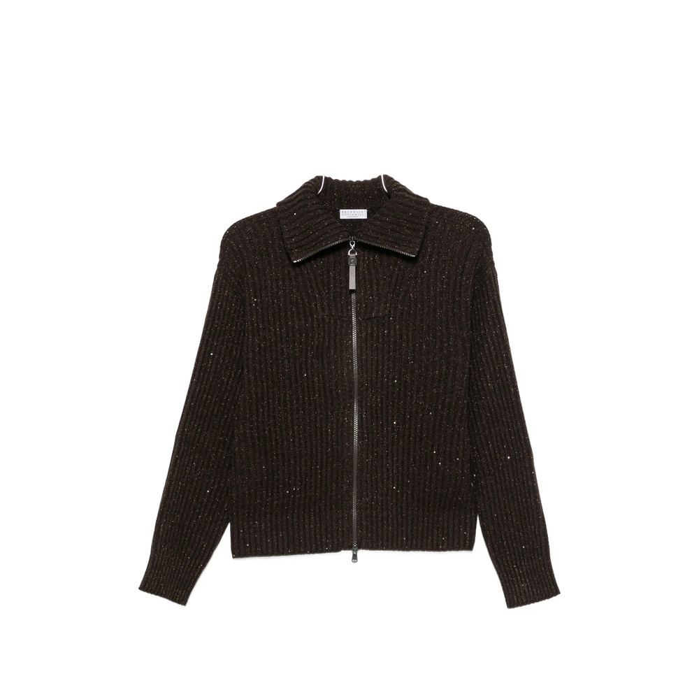 Brunello Cucinelli Sequin-embellished Ribbed Cardigan