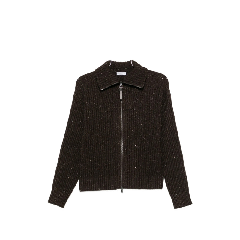 Brunello Cucinelli Sequin-embellished Ribbed Cardigan