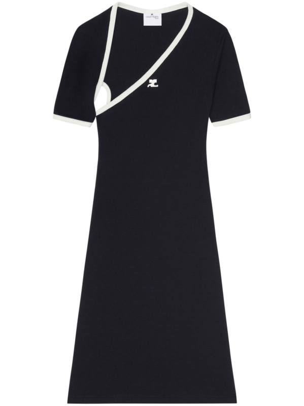 asymmetric-neck mini dress