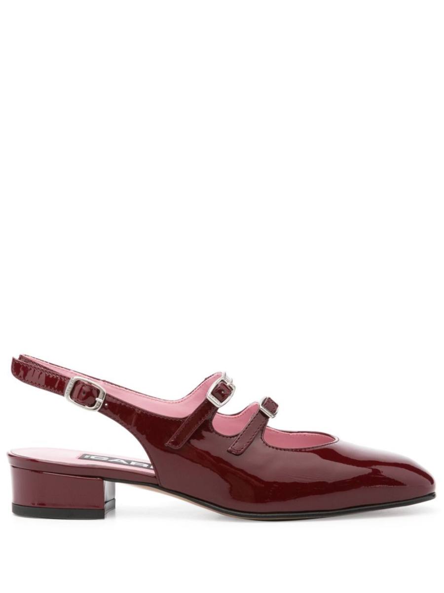 Pêche patent-leather slingback pumps