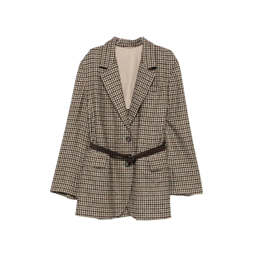 Brunello Cucinelli Check-pattern Belted Blazer
