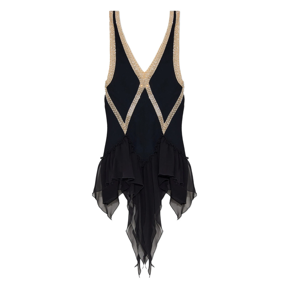 The Attico Embellished Ruffled Mini Dress